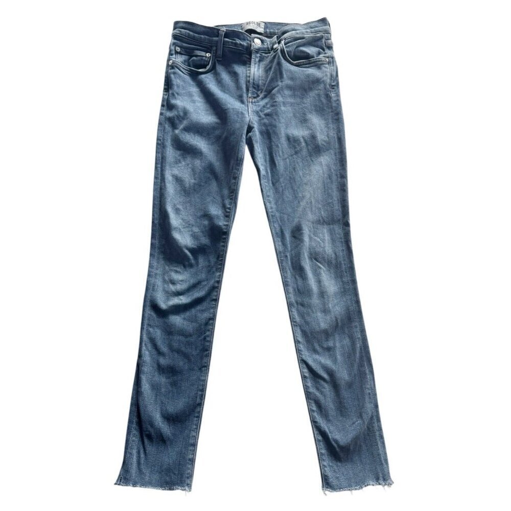 Agolde Woman's Sz 26 Sophie High Waist Medium Wash Raw Hem Skinny Jeans